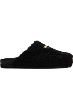 Moschino Black Shearling Slippers