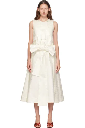 SUPER YAYA Off-White Linda Beatrice Midi Dress