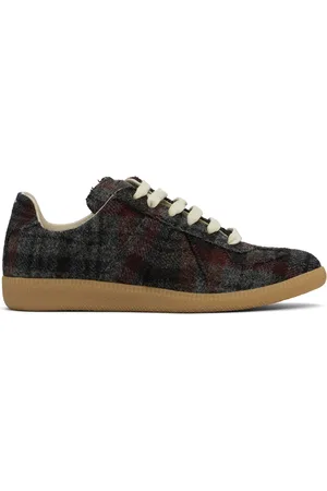 Maison Margiela Gray & Burgundy Recicla Replica Sneakers