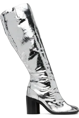 Maison Margiela Silver Tabi Broken Mirror Tall Boots