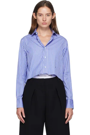 HOMMEGIRLS Blue & White Cropped Shirt