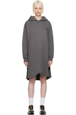 Maison Margiela Gray Printed-Logo Midi Dress