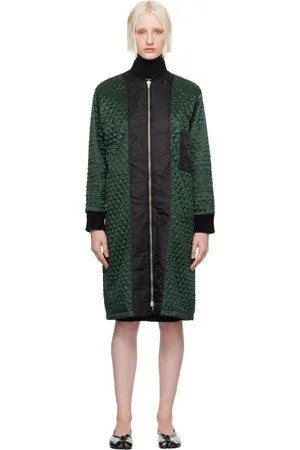 Maison Margiela Green & Black Quilted Reversible Coat