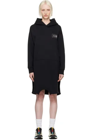 Maison Margiela Black Printed-Logo Midi Dress