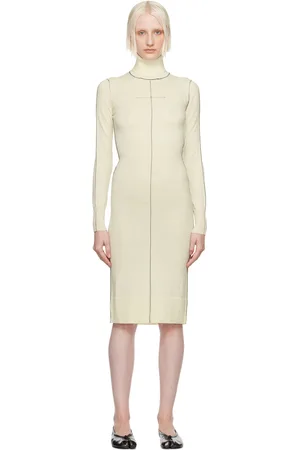 Maison Margiela Off-White Turtleneck Midi Dress