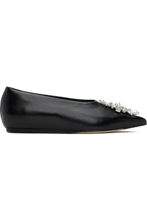 Simone Rocha Black Embellished Pointed Toe Ballerina Flats