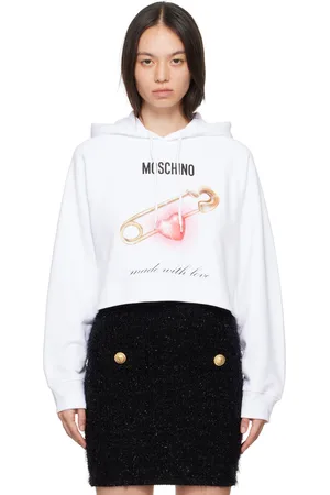 Moschino White Heart Safety Pin Hoodie