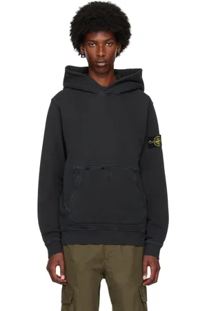 Stone Island Black Logo Patch Hoodie