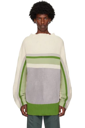 Kiko Kostadinov Off-White & Green Essick Stripe Turtleneck