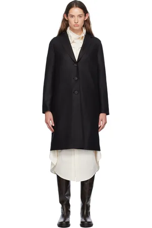 Harris Wharf London Black Pressed Wool Overcoat