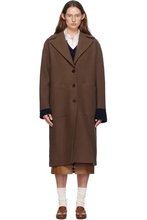 Harris Wharf London Brown Boiled Wool Greatcoat