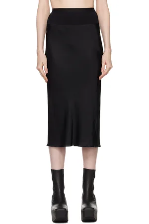 Rick Owens Black Porterville Knee Bias Midi Skirt