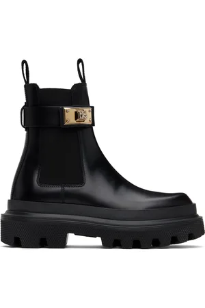 Dolce & Gabbana Black Calfskin Ankle Boots