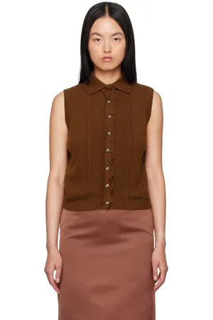 Shushu/Tong Brown Spread Collar Cardigan