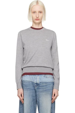 Maison Kitsuné Gray Baby Fox Patch Regular Sweater