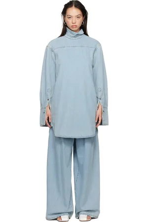 DRIES VAN NOTEN Blue Half-Button Denim Shirt