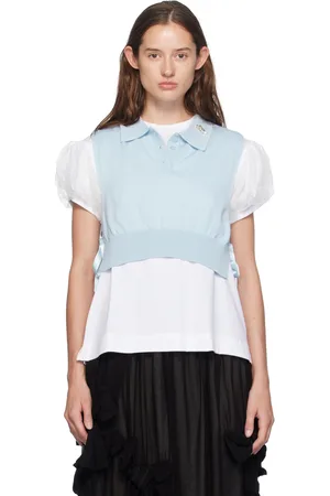 Simone Rocha Blue Embellished Knit Vest