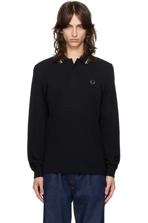 Fred Perry Black Twin Tipped Long Sleeve Tennis Polo