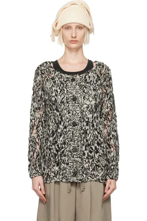 OPEN YY & White Argyle Pointelle Cardigan