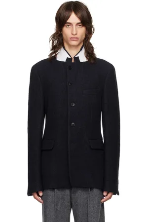 DRIES VAN NOTEN Navy Notched Lapel Blazer