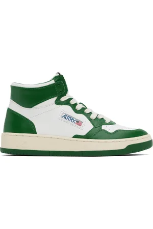 Autry White & Green Medalist Mid Bicolor Sneakers