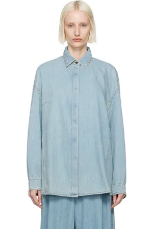 DRIES VAN NOTEN Blue Darted Denim Shirt