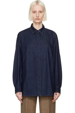 DRIES VAN NOTEN Navy Darted Denim Shirt