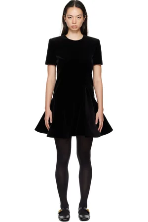 VALENTINO Black Velvet Silk-Lined Minidress