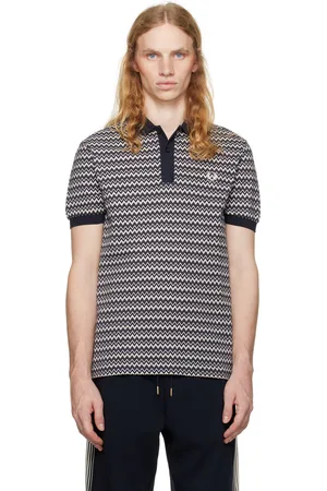 Fred Perry White & Black Zig Zag Print Polo