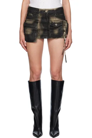 The Attico SSENSE Exclusive Black & Off-White Fay Denim Miniskirt