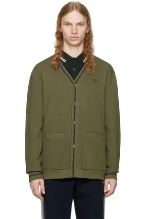 Fred Perry Green Tipped Piqué Texture Cardigan