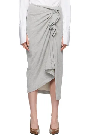 DRIES VAN NOTEN Gray Terry Midi Skirt