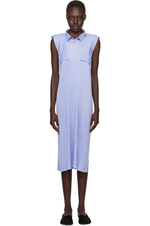 PLEATS PLEASE ISSEY MIYAKE Blue Monthly Colors August Midi Dress