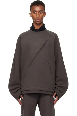 NULLUS Gray Diagonal Slit Sweater
