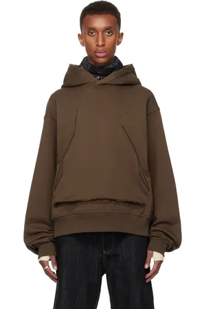NULLUS Brown Slit Cut Hoodie