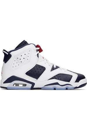 Nike Big Kids White & Navy Air Jordan 6 Retro Sneakers