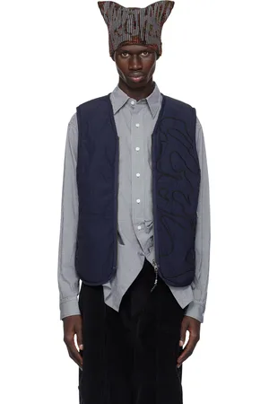 PAM PERKS AND MINI Navy & Off-White Penchant Reversible Puffer Vest