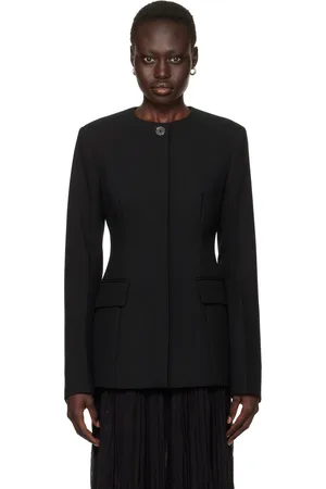 Totême Black Collarless Cinched Jacket