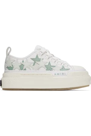 AMIRI White & Green Platform Stars Court Low Sneakers