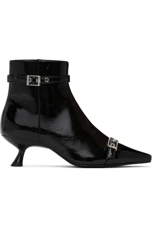 Ganni Black Eyelets Kitten Heel Boots