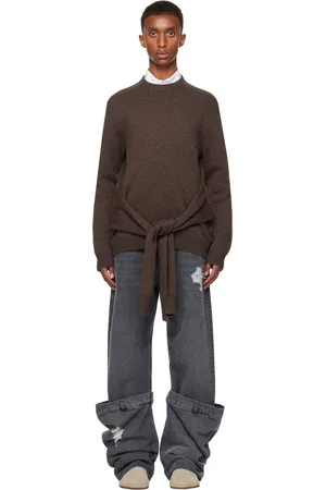 J.W.Anderson Brown Draped Tie-Front Sweater