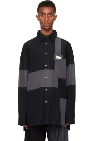 Feng Chen Wang Black Deconstructed Patchwork Shirt