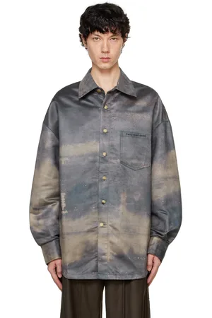 Feng Chen Wang Khaki Faux-Chamois Printed Shirt