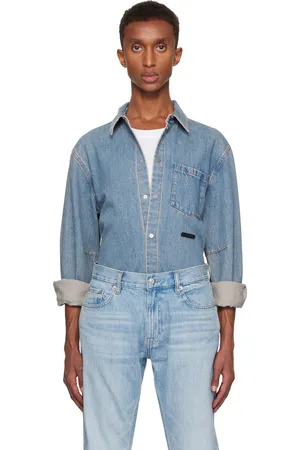 Helmut Lang Blue Curved Classic Denim Shirt