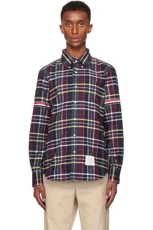 Thom Browne Red & Navy Hunting Tartan Cotton Flannel Armband Shirt