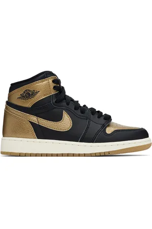 Nike Big Kids Black & Gold Air Jordan 1 High OG Sneakers