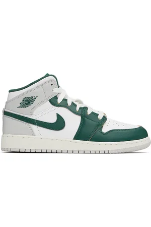 Nike Big Kids White & Green Air Jordan 1 Mid SE Sneakers
