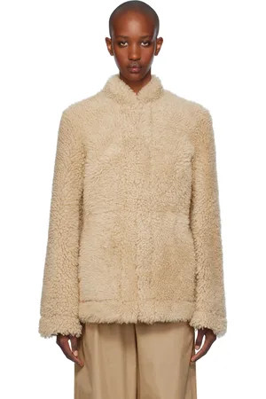 Totême Beige Cinched Shearling Jacket