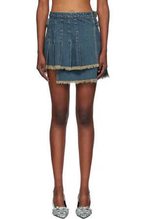 Feng Chen Wang Pleated Denim Miniskirt