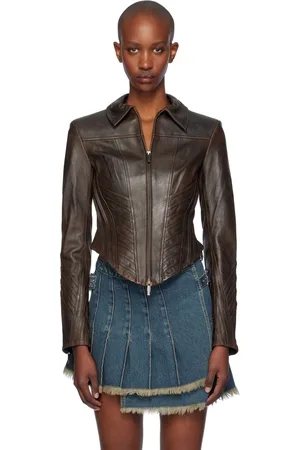 Feng Chen Wang Seaming Leather Jacket